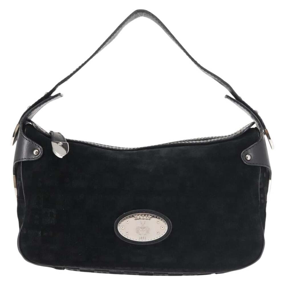 Bally Suede Leather Shoulder Bag Black